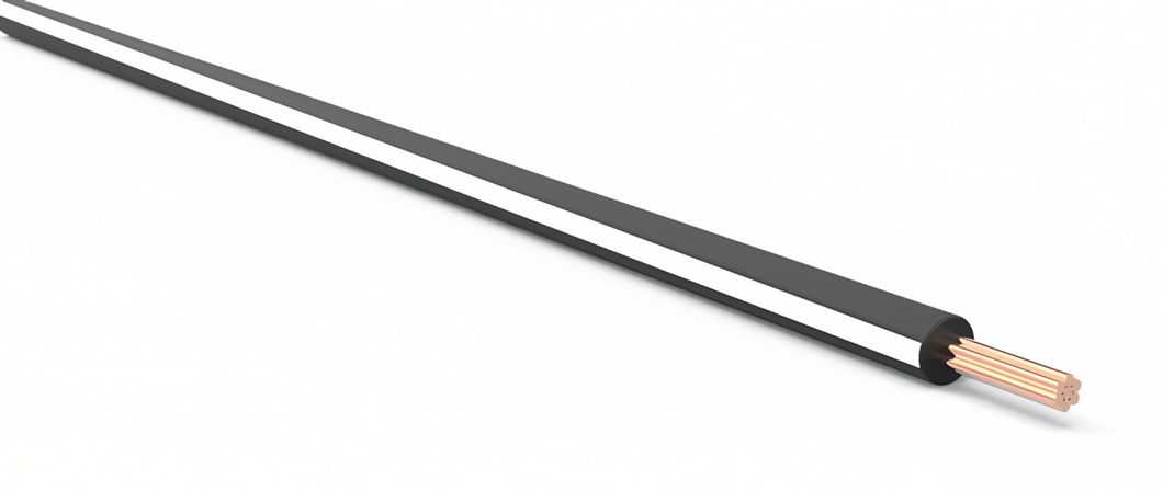22 Gauge Black w/ White Stripe Automotive TXL Wire Per Ft