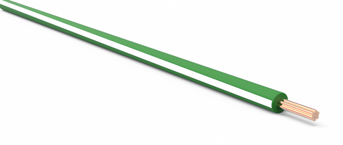 22 Gauge Dark Green w/ White Stripe Automotive TXL Wire Per Ft