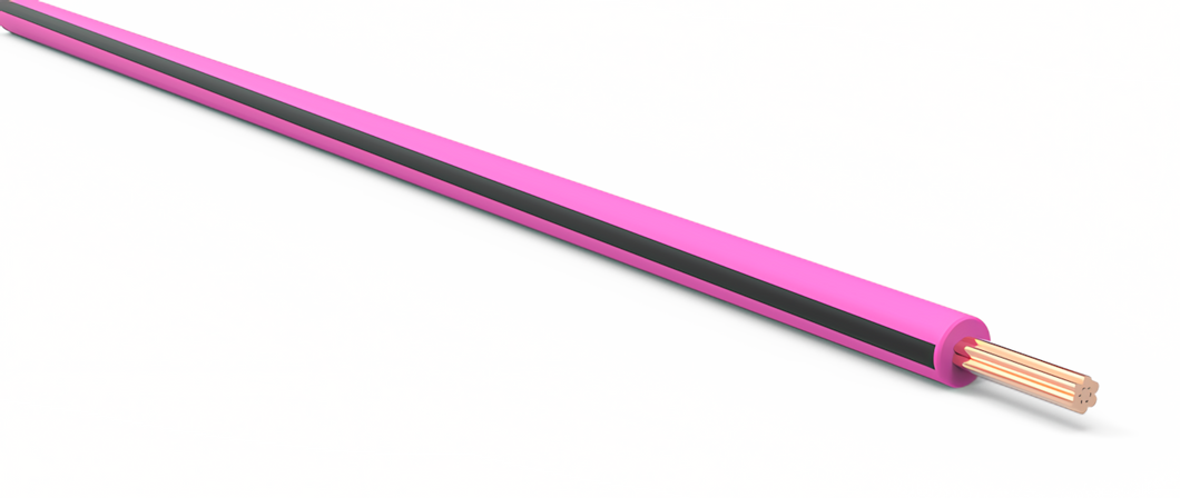 22 Gauge Pink w/ Black Stripe Automotive TXL Wire Per Ft