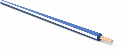 22 Gauge Dark Blue w/ White Stripe Automotive TXL Wire Per Ft