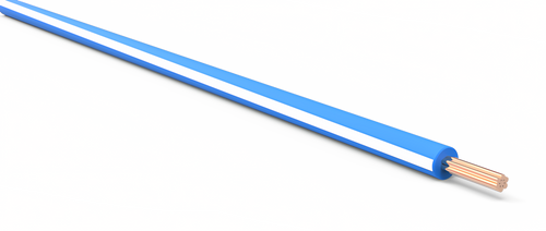 22 Gauge Light Blue w/ White Stripe Automotive TXL Wire Per Ft