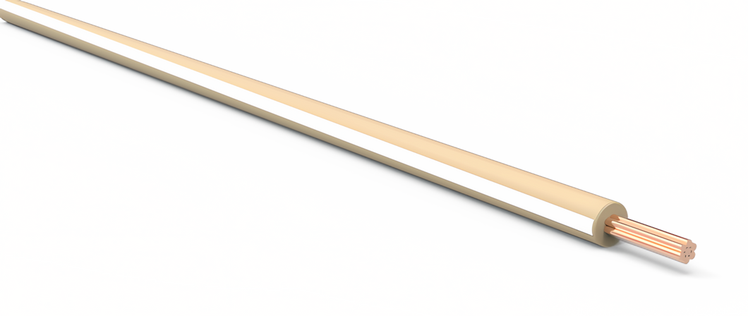 22 Gauge Tan w/ White Stripe Automotive TXL Wire Per Ft