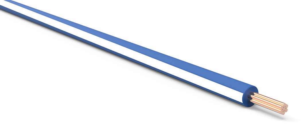 20 Gauge Dark Blue w/ White Stripe Automotive TXL Wire Per Ft
