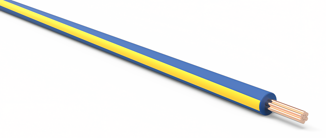 20 Gauge Dark Blue w/ Yellow Stripe Automotive TXL Wire Per Ft