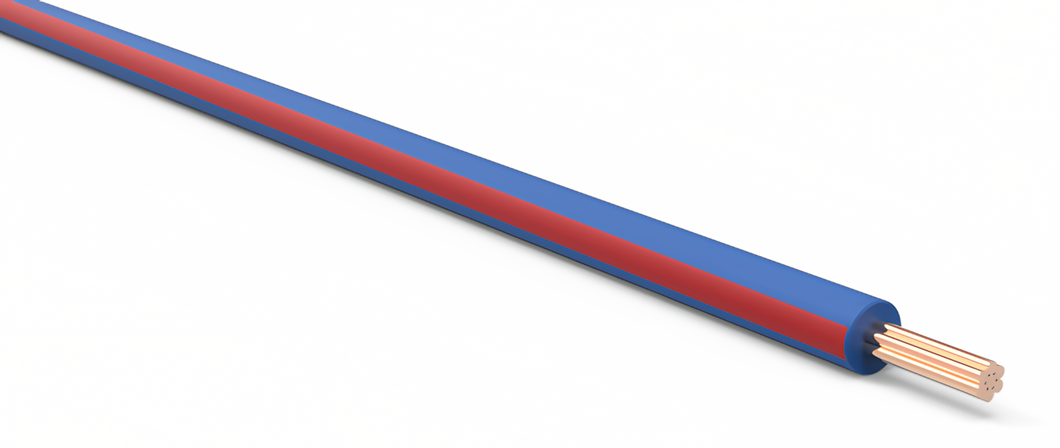 20 Gauge Dark Blue w/ Red Stripe Automotive TXL Wire Per Ft