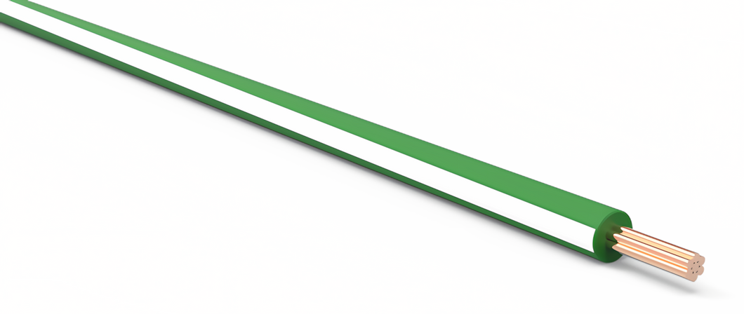 20 Gauge Dark Green w/ White Stripe Automotive TXL Wire Per Ft