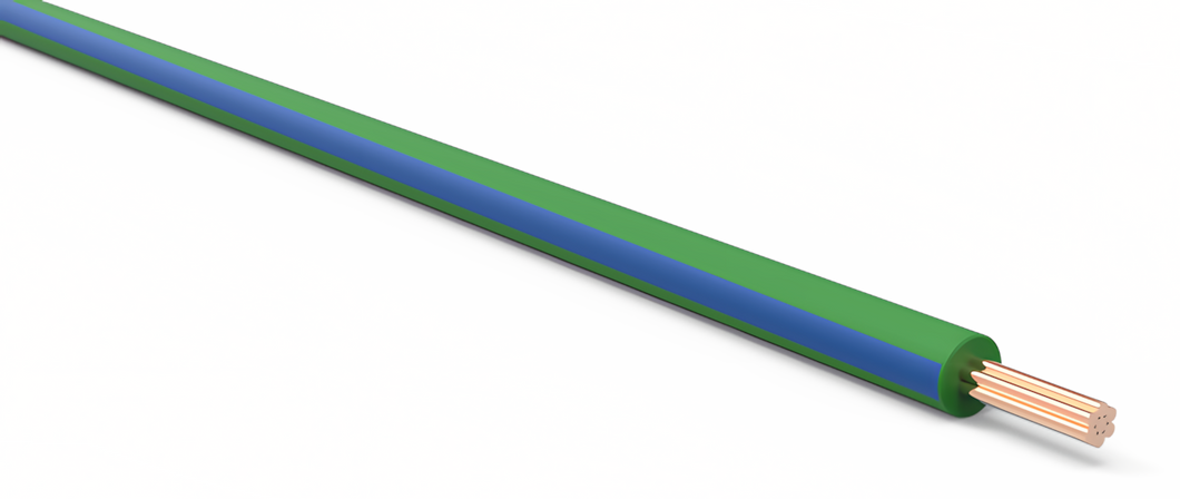 20 Gauge Dark Green w/ Blue Stripe Automotive TXL Wire Per Ft