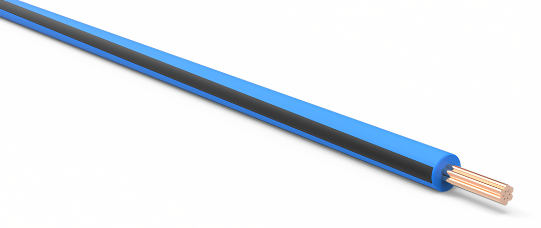 20 Gauge Light Blue w/ Black Stripe Automotive TXL Wire Per Ft