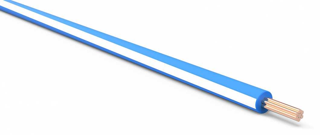 20 Gauge Light Blue w/ White Stripe Automotive TXL Wire Per Ft