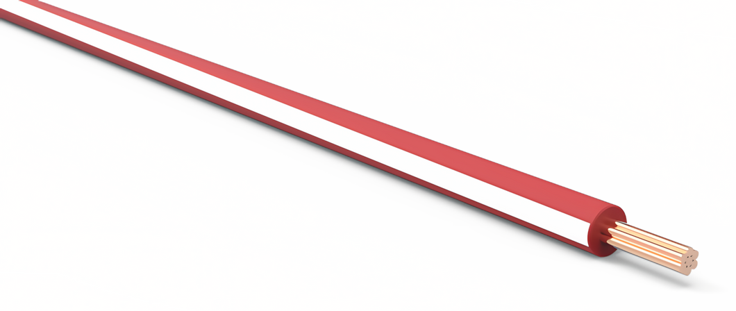 20 Gauge Red w/ White Stripe Automotive TXL Wire Per Ft