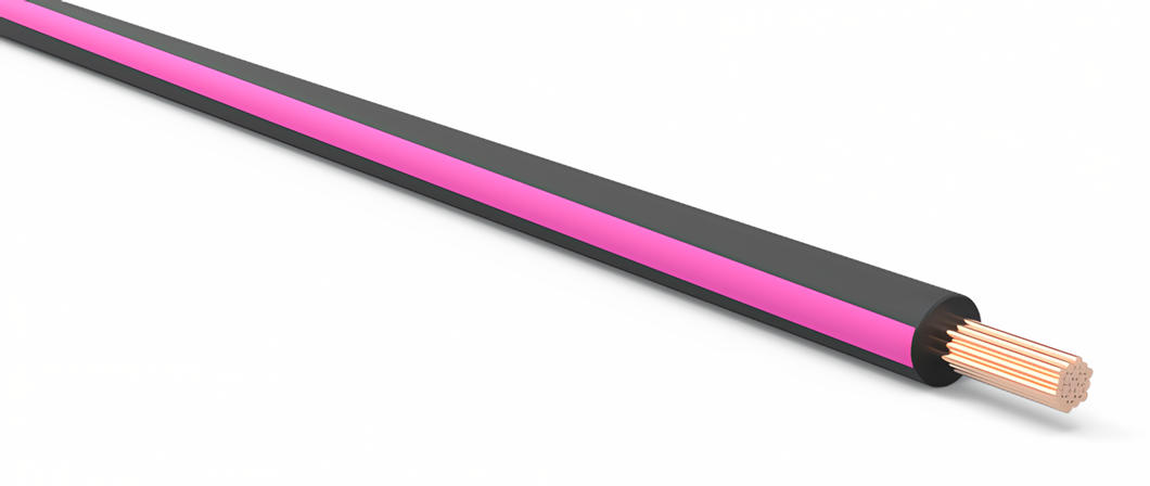 18 Gauge Black w/ Pink Stripe Automotive TXL Wire Per Ft