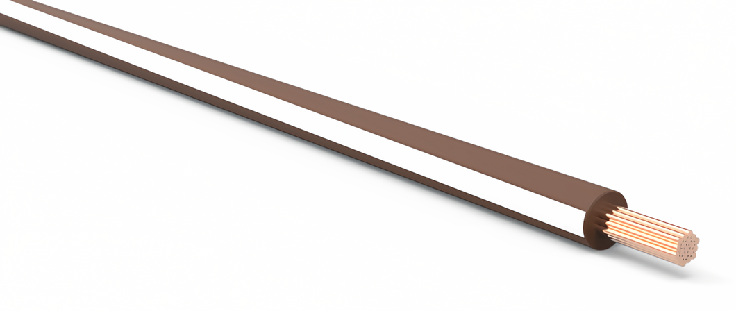 18 Gauge Brown w/ White Stripe Automotive TXL Wire Per Ft
