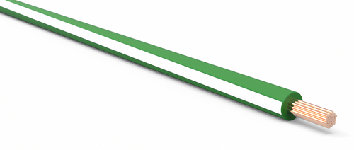 18 Gauge Dark Green w/ White Stripe Automotive TXL Wire Per Ft