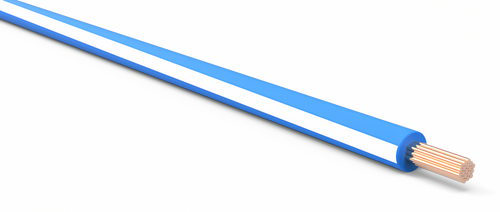 18 Gauge Light Blue w/ White Stripe Automotive TXL Wire Per Ft