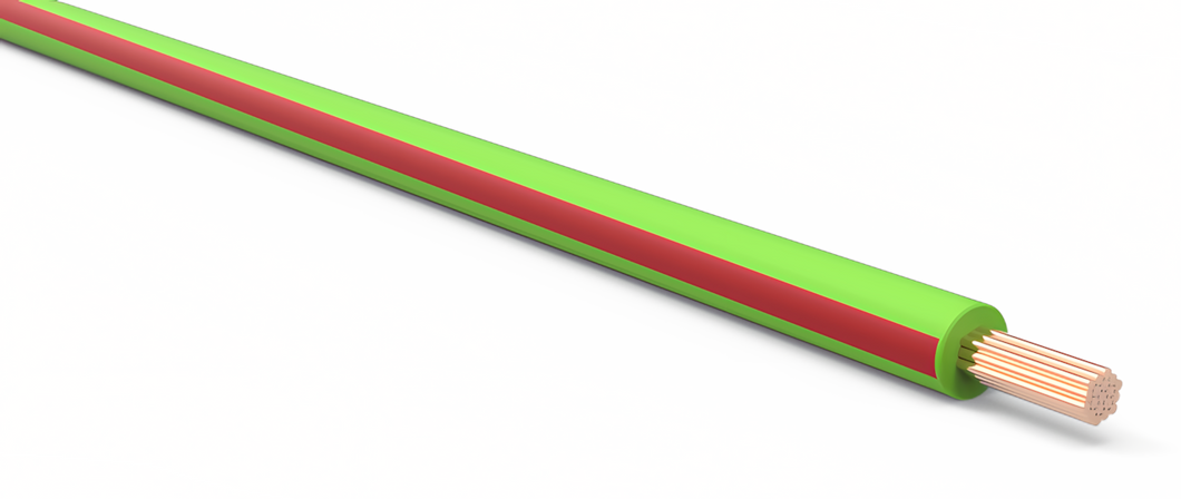 18 Gauge Light Green w/ Red Stripe Automotive TXL Wire Per Ft