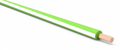 18 Gauge Light Green w/ White Stripe Automotive TXL Wire Per Ft
