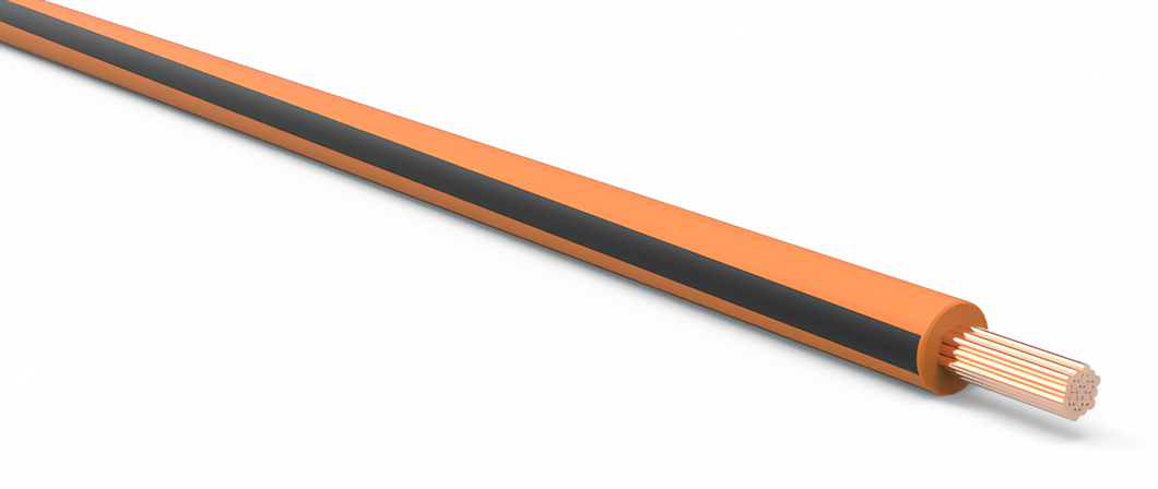 18 Gauge Orange w/ Black Stripe Automotive TXL Wire Per Ft