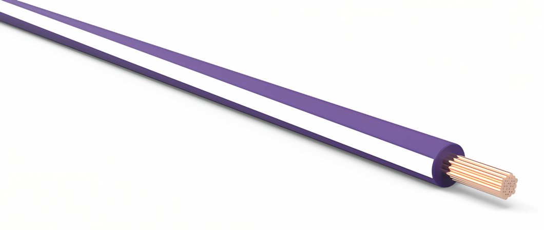 18 Gauge Purple w/ White Stripe Automotive TXL Wire Per Ft