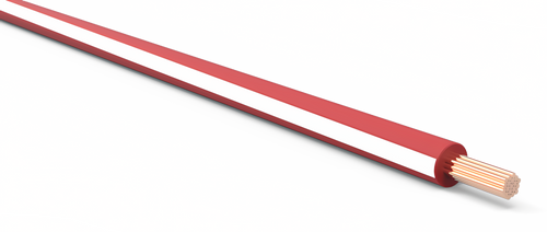 18 Gauge Red w/ White Stripe Automotive TXL Wire Per Ft