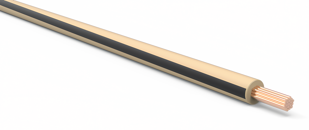 18 Gauge Tan w/ Black Stripe Automotive TXL Wire Per Ft
