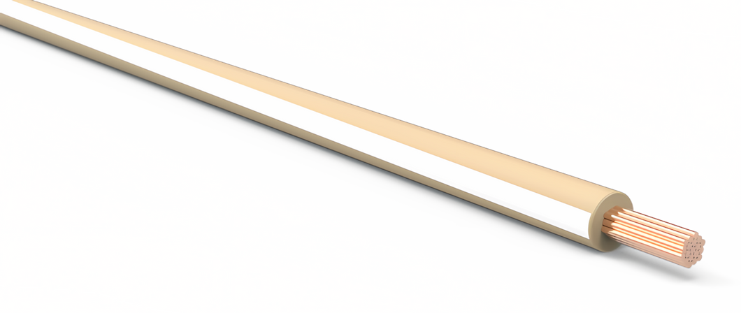 18 Gauge Tan w/ White Stripe Automotive TXL Wire Per Ft