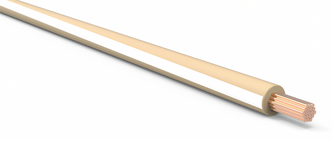 16 Gauge Tan w/ White Stripe Automotive TXL Wire Per Ft
