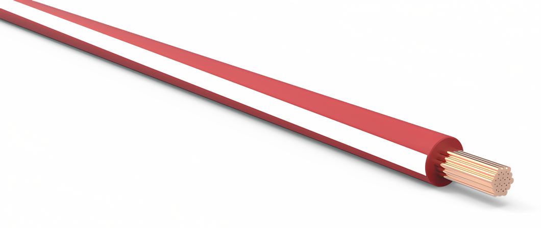 16 Gauge Red w/ White Stripe Automotive TXL Wire Per Ft
