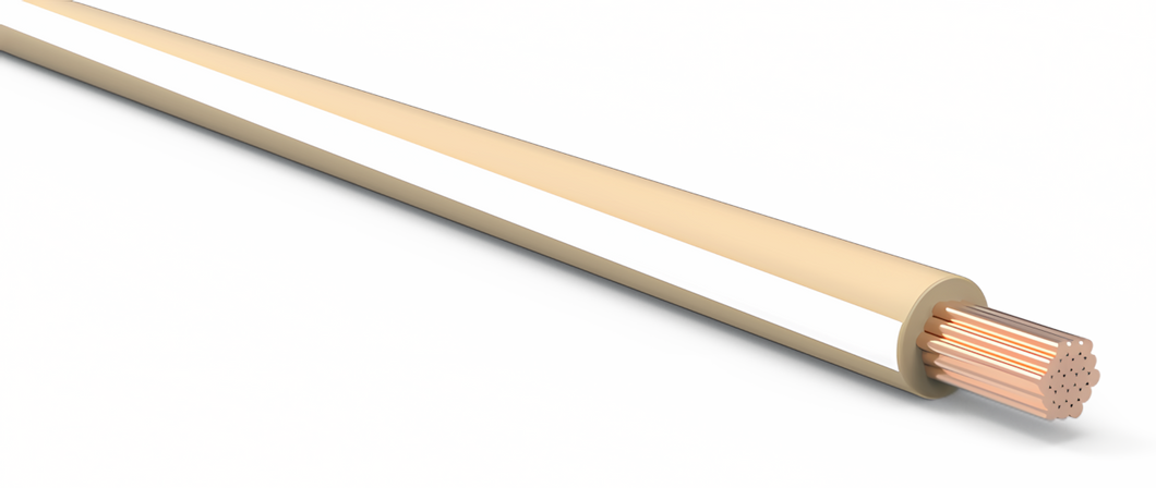 14 Gauge Tan w/ White Stripe Automotive TXL Wire Per Ft