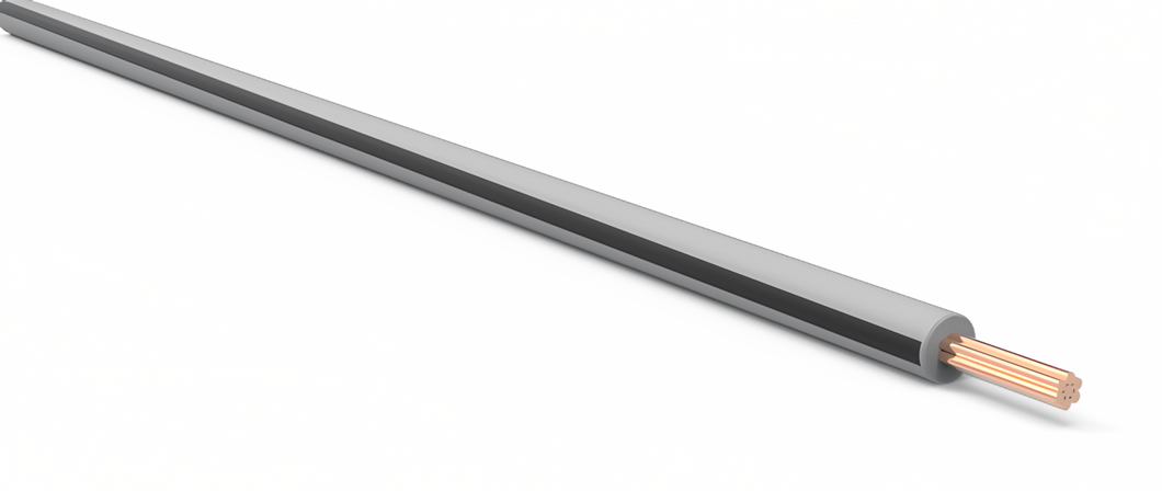 22 Gauge Gray w/ Black Stripe Automotive TXL Wire Per Ft