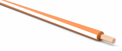 18 Gauge Orange w/ White Stripe Automotive TXL Wire Per Ft