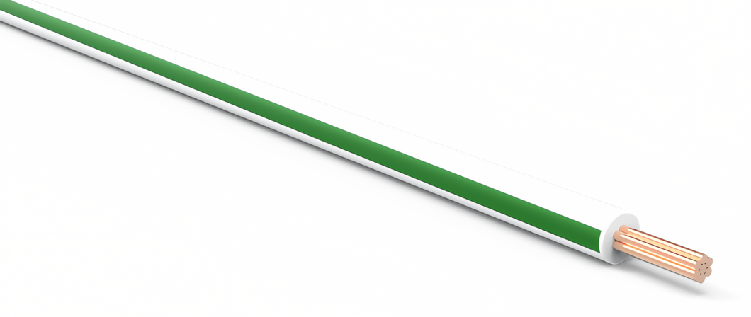 20 Gauge White w/ Green Stripe Automotive TXL Wire Per Ft