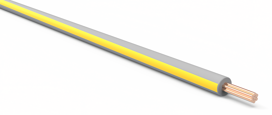 20 Gauge Gray w/ Yellow Stripe Automotive TXL Wire Per Ft