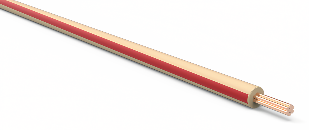 20 Gauge Tan w/ Red Stripe Automotive TXL Wire Per Ft