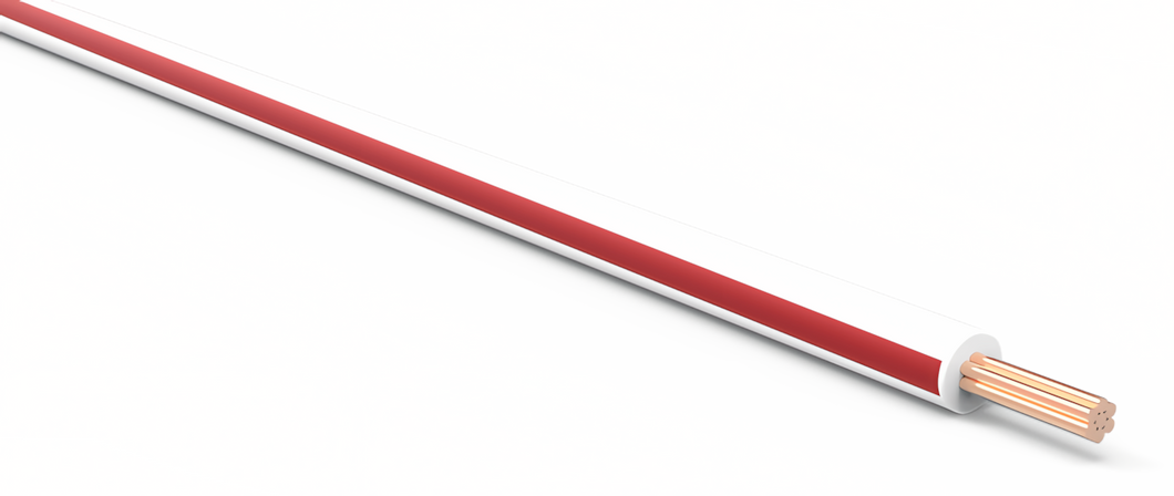 20 Gauge White w/ Red Stripe Automotive TXL Wire Per Ft