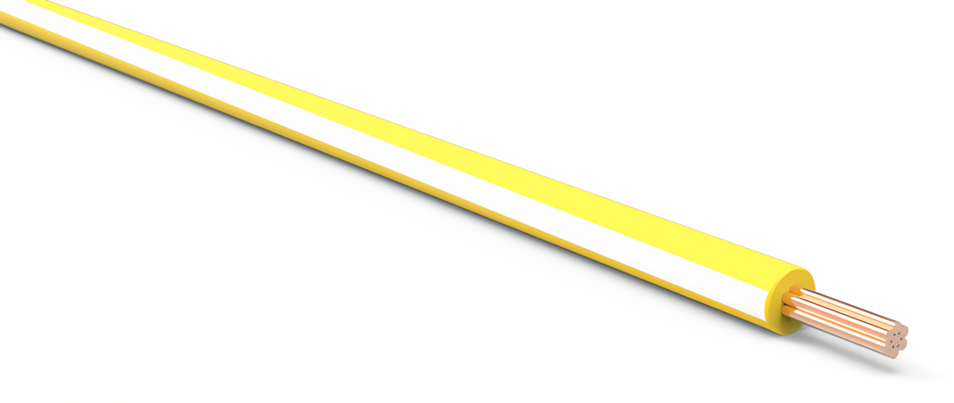 20 Gauge Yellow w/ White Stripe Automotive TXL Wire Per Ft