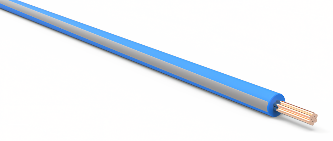 20 Gauge Light Blue w/ Gray Stripe Automotive TXL Wire Per Ft
