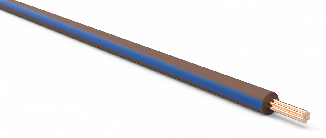 20 Gauge Brown w/ Blue Stripe Automotive TXL Wire Per Ft