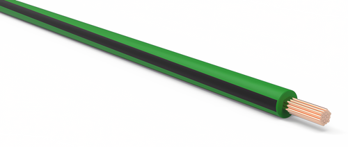 18 Gauge Dark Green w/ Black Stripe Automotive TXL Wire Per Ft