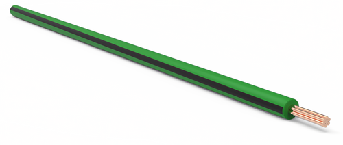 22 Gauge Dark Green w/ Black Stripe Automotive TXL Wire Per Ft