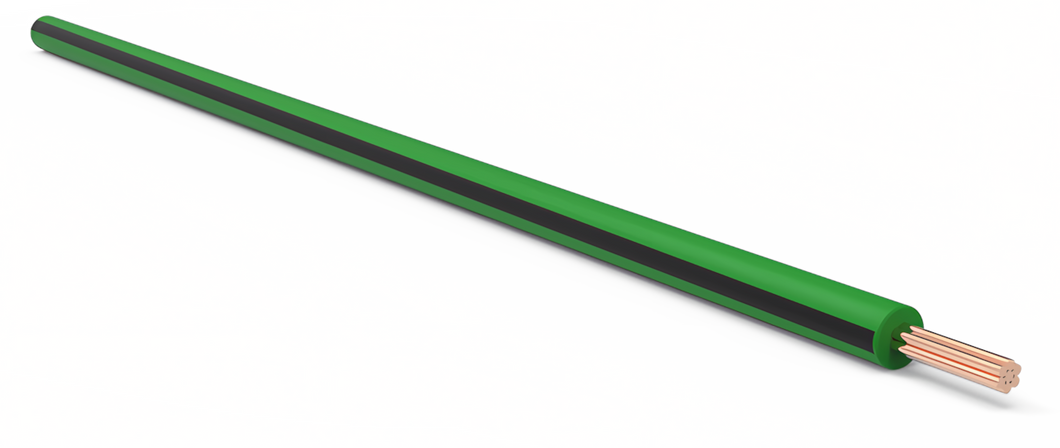 22 Gauge Dark Green w/ Black Stripe Automotive TXL Wire Per Ft