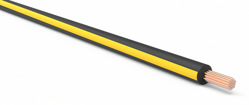 18 Gauge Black w/ Yellow Stripe Automotive TXL Wire Per Ft