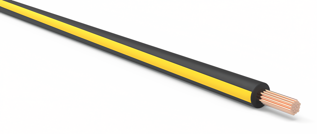 18 Gauge Black w/ Yellow Stripe Automotive TXL Wire Per Ft