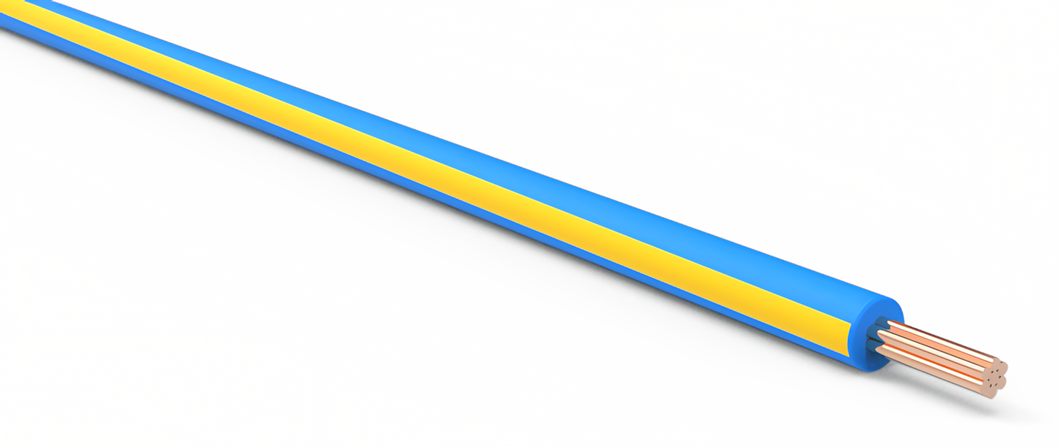 20 Gauge Light Blue w/ Yellow Stripe Automotive TXL Wire Per Ft