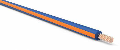 18 Gauge Dark Blue w/ Orange Stripe Automotive TXL Wire Per Ft