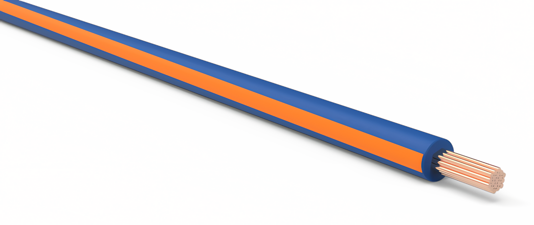 18 Gauge Dark Blue w/ Orange Stripe Automotive TXL Wire Per Ft