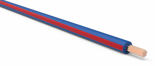 18 Gauge Dark Blue w/ Red Stripe Automotive TXL Wire Per Ft
