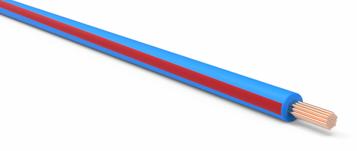 18 Gauge Light Blue w/ Red Stripe Automotive TXL Wire Per Ft