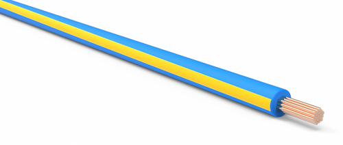 18 Gauge Light Blue w/ Yellow Stripe Automotive TXL Wire Per Ft