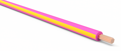 18 Gauge Pink w/ Yellow Stripe Automotive TXL Wire Per Ft