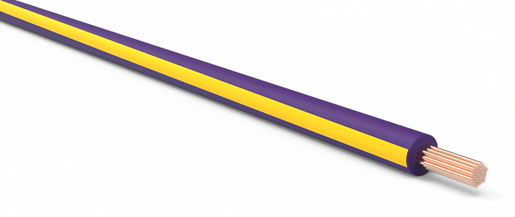18 Gauge Purple w/ Yellow Stripe Automotive TXL Wire Per Ft